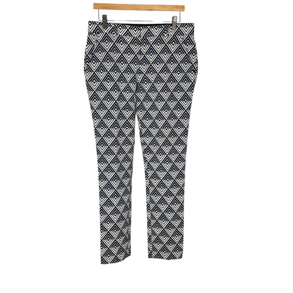 Mr Turk Navy Blue Cream Woven Geometric Pattern Dress Pants 30 - Picture 1 of 13